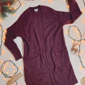 Old Navy Maroon Long Line Cardigan